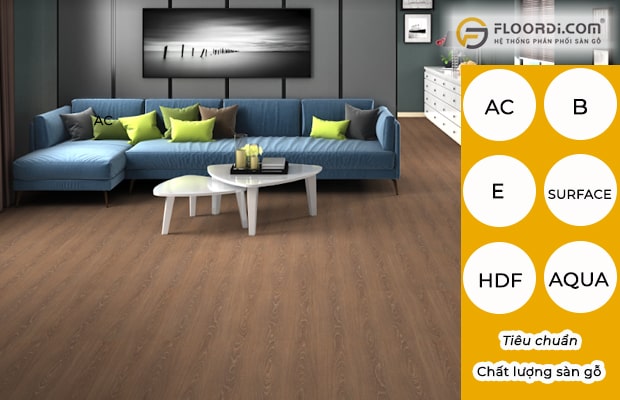 Chất lượng sàn gỗ đánh giá dựa trên các tiêu chuẩn AC, B, E, Aqua, HDF, bề mặt